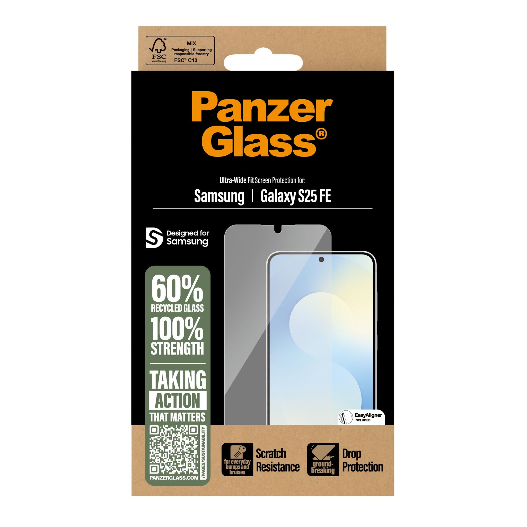 PanzerGlass® Skærmbeskyttelse Samsung Galaxy S25 FE 5G | Ultra-Wide Fit m. EasyAligner